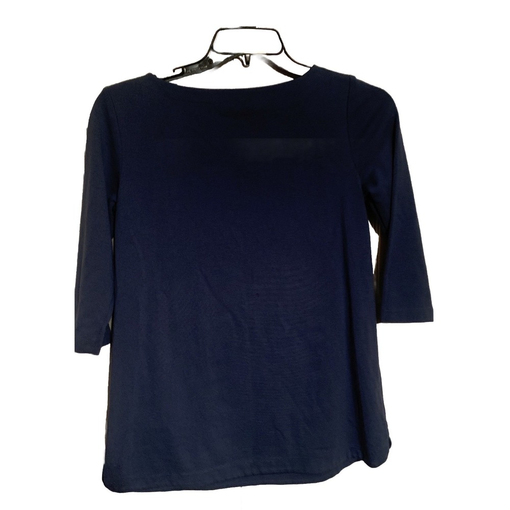 J Jill Ponte Blue 3/4 Sleeve Top Women's‎  Small blouse